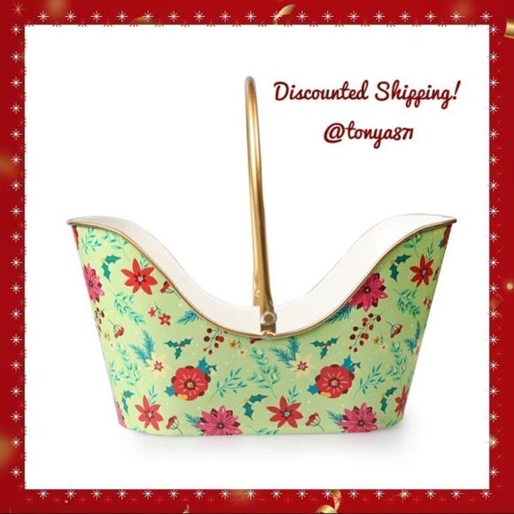 🦋 “2021” 🦋 New Pioneer Woman Holiday Sentiments Christmas Metal Basket, Small - Picture 4 of 8